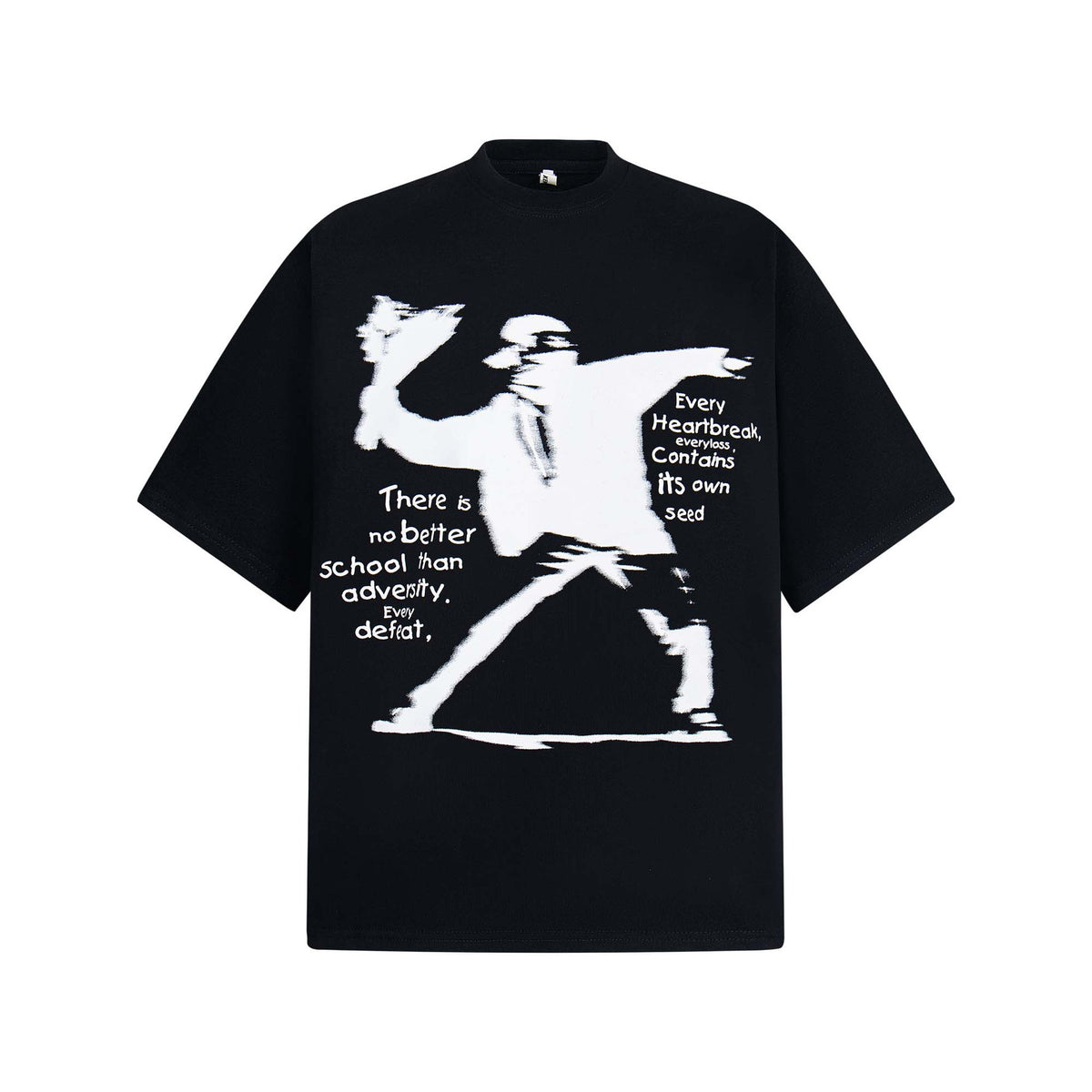 High Street Style Human Shadow Letter Print Short Sleeve T-Shirt Unisex Loose Casual Hip Hop Half Sleeve Tee