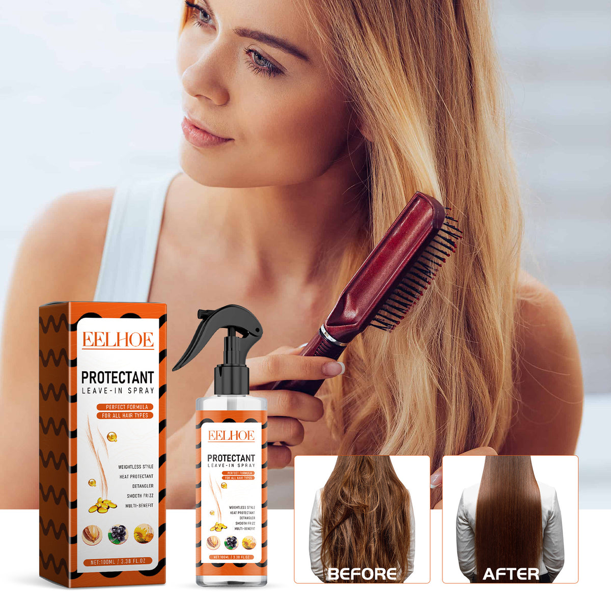 Protectant Leave-In Spray, Repair Bifurcated Dry Hair And Frizzy Hair Damaged Moisturize Hair And Smooth Hair