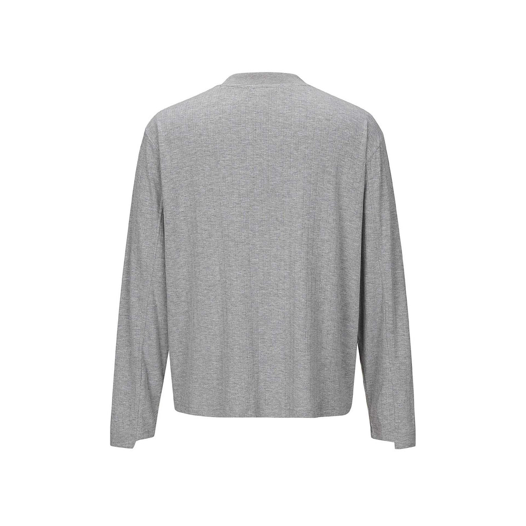 Human Figure Print Long Sleeve  Semi-High Neck Loose Fit T-Shirt
