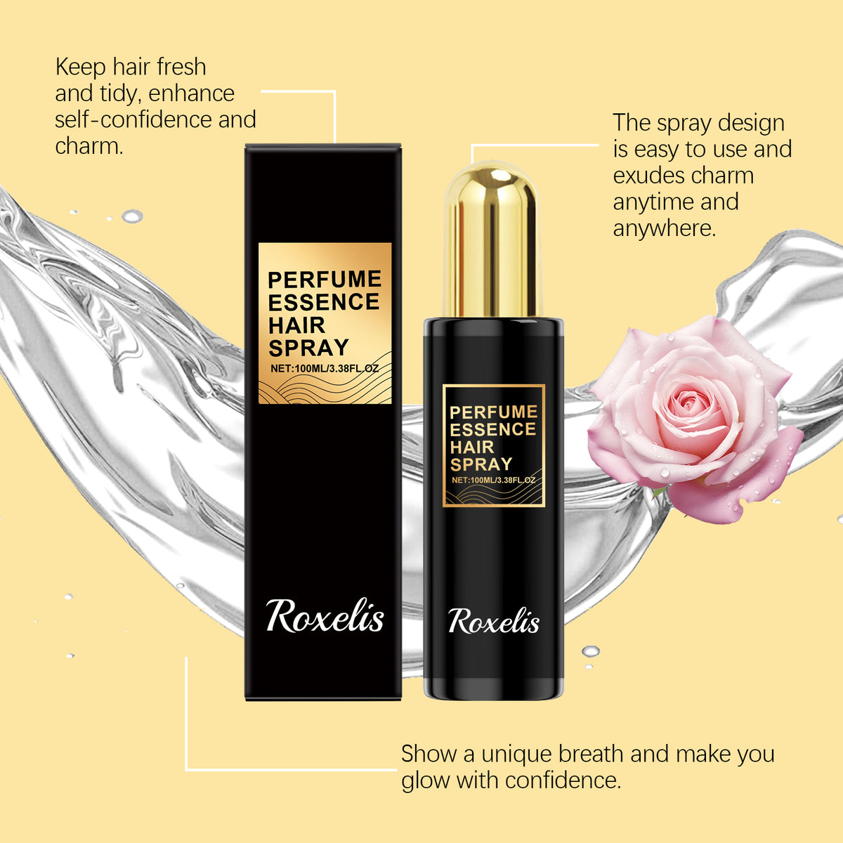 Roxelis Perfume Hair Care Essential Oil Spray Soft Care Hair Moisturizing Smooth Moisturizing Hair Luster Care Hair