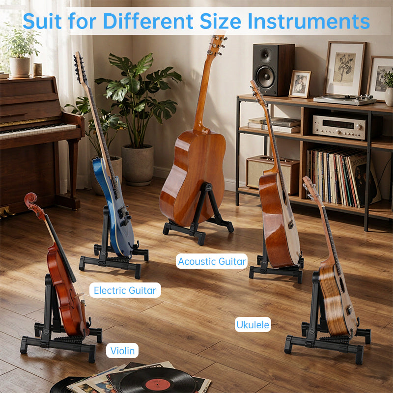 Foldable Guitar Stand – ABS/Silicone Holder for Acoustic, Electric Guitar, Ukulele, Violin & Banjo