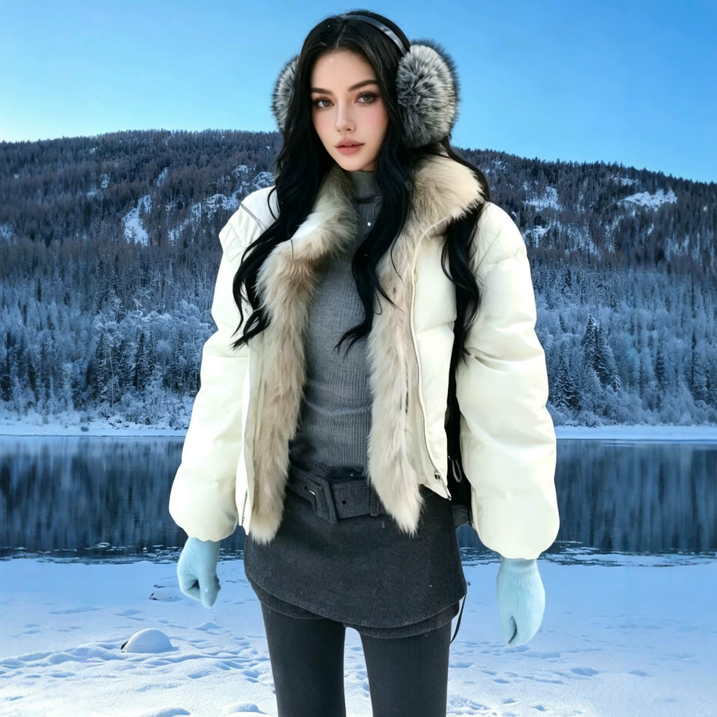 Women's Short Puffer Jacket Warm Quilted Coat for Petite