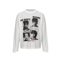 Human Figure Print Long Sleeve  Semi-High Neck Loose Fit T-Shirt