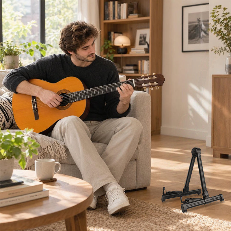 Foldable Guitar Stand – ABS/Silicone Holder for Acoustic, Electric Guitar, Ukulele, Violin & Banjo