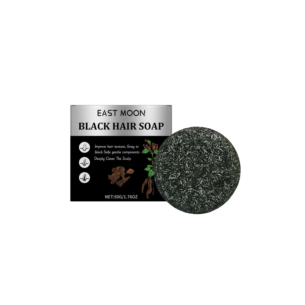 Men Bamboo Charcoal Black Hair Soap, Solid Hair Care, Clean Scalp, Smooth Black Hair Repair And Nourish Hair Roots