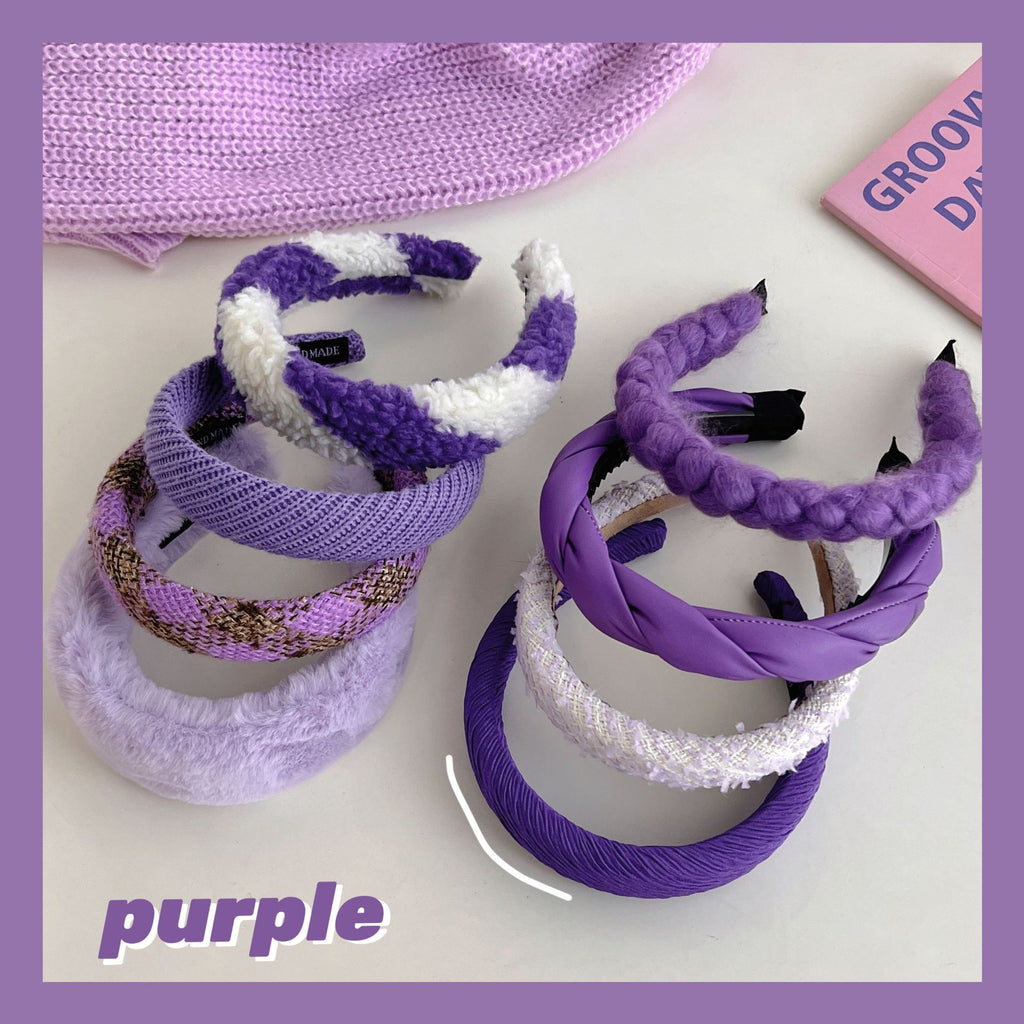 Purple Hair Band Retro French Korean Hair Bundle Pressure Hair Card Headdress Autumn And Winter Plush