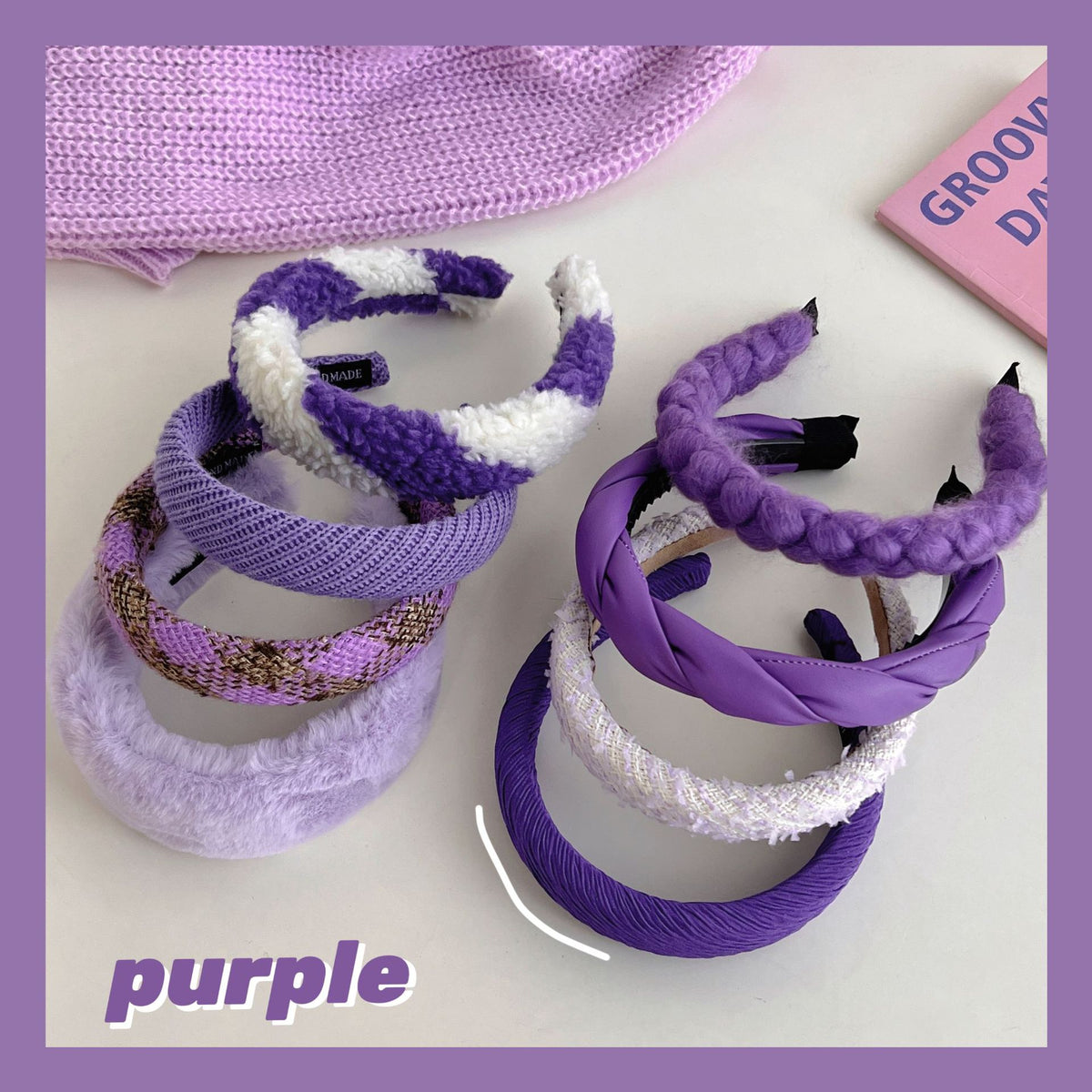 Purple Hair Band Retro French Korean Hair Bundle Pressure Hair Card Headdress Autumn And Winter Plush