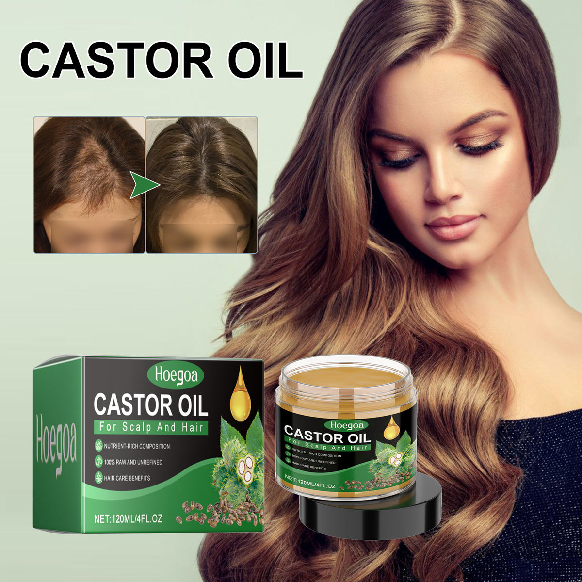 Castor Oil, Nourish And Repair Damaged Hair Dry Strength Solid Hair Smooth Hair Oil