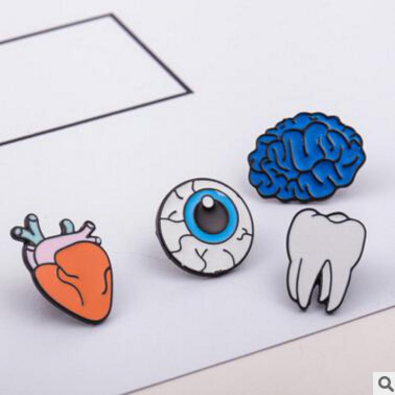 Korean version of the jewelry color drops of human body brooches brain eyes tooth brooch accessories wholesale Pin Badge