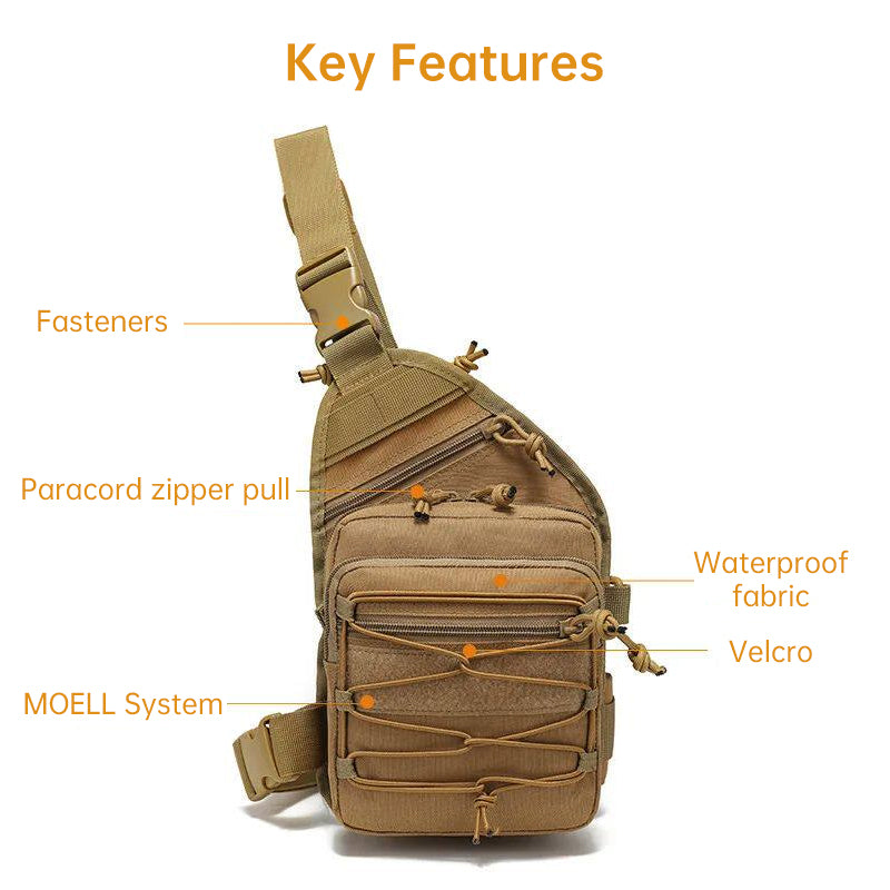 Tactical Concealed Carry Shoulder Bag – Crossbody Chest Pack with Quick Access Gun Holster, Small Sling Backpack for Pistol