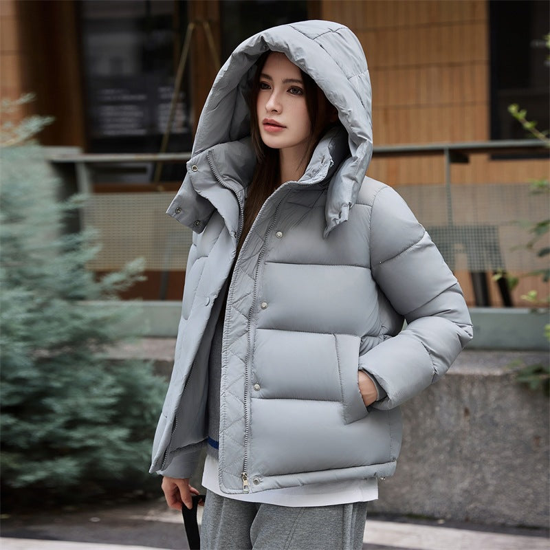 Little Chanel White Hooded Waist-Cinching Thickened Puffer Coat for Women