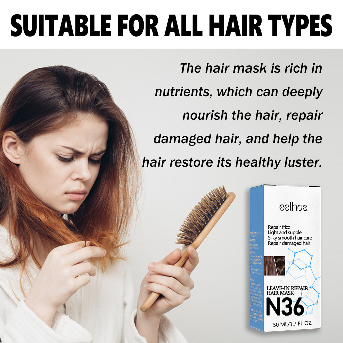 Leavehin Repair Hair Mask, Repair Dry And Frizzy Hair Smooth Smooth Anti-Loss Hair Care Hair Mask