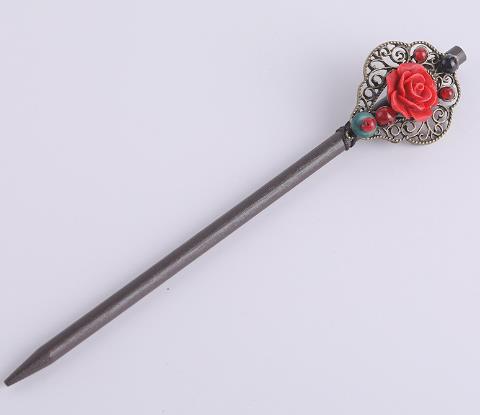 Chinese Women's Hair Stick Vintage Wood Hair Clip Flower Hair Stick Handmade Wood Hair Stick Classic Hair Stick Long Hair Clip