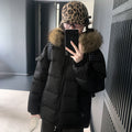 Women's Winter Cotton-Padded Jacket with Large Faux Fur Collar, Puffy Loose Fit Warm Outerwear