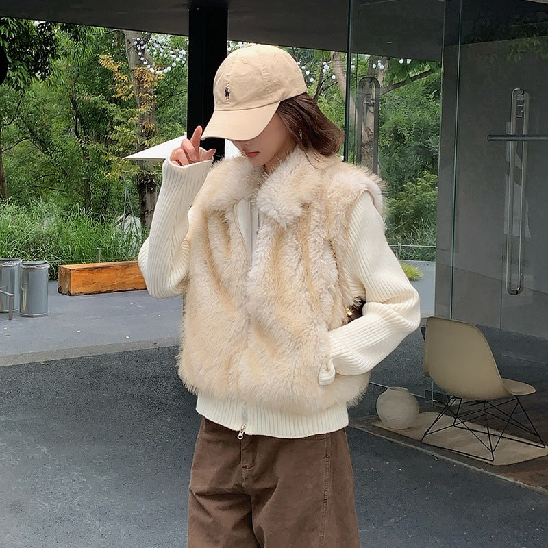 Women's Knit Spliced Sleeves Cropped Loose Thickened Down Cotton Padded Jacket