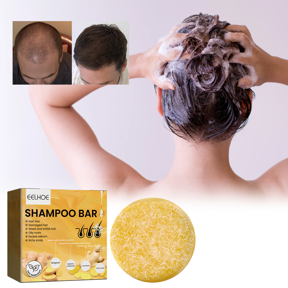 Tight Hair Shampoo Soap Strong Hair Tight Hair Anti-Loss Soft Repair Hair End Dry Damaged Shampoo Soap