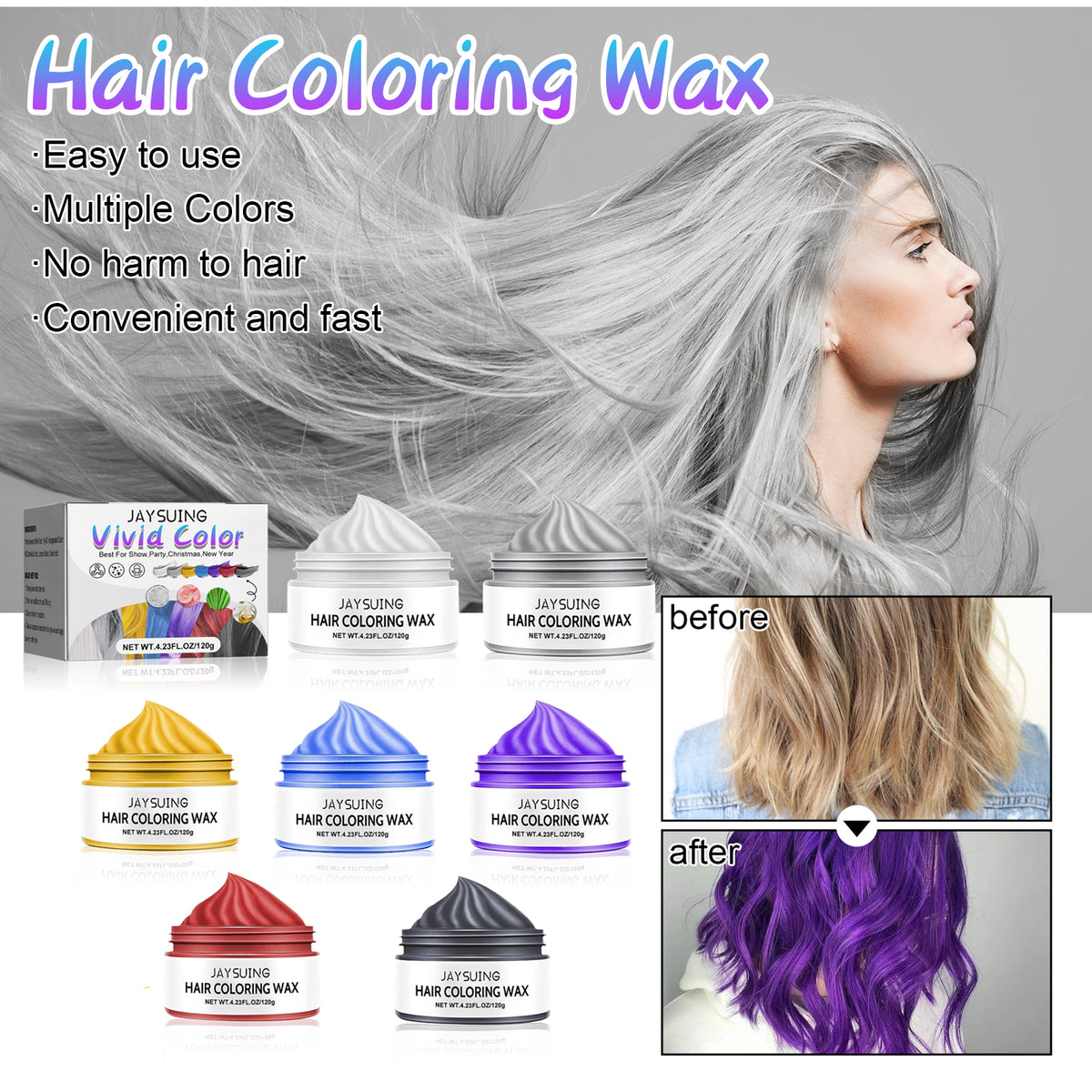 Hair Cream, Covering White Hair, Easy Coloring, Non-Dampening, Tide Color Beauty Hair Cream