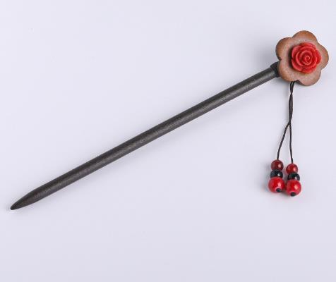 Chinese Women's Hair Stick Vintage Wood Hair Clip Flower Hair Stick Handmade Wood Hair Stick Classic Hair Stick Long Hair Clip