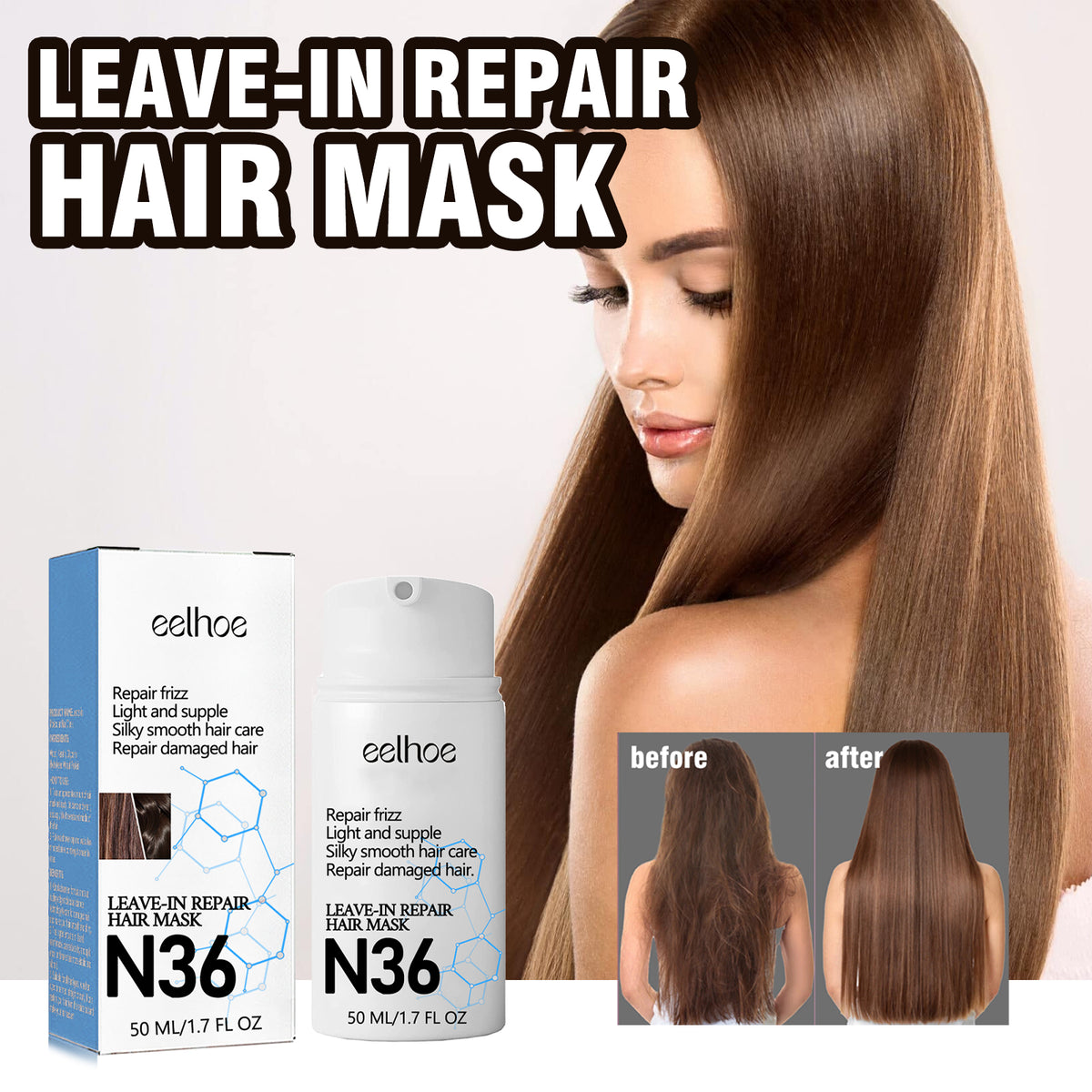 Leavehin Repair Hair Mask, Repair Dry And Frizzy Hair Smooth Smooth Anti-Loss Hair Care Hair Mask