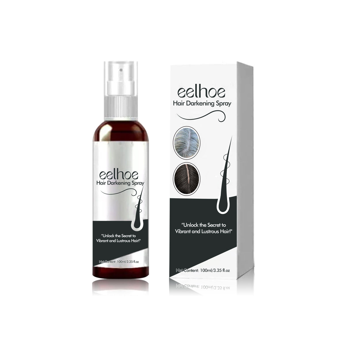 Hair Darkening Spray, Natural Black Hair Cover White Hair Smooth Shiny Moisturizing Dense Hair Conditioning Spray