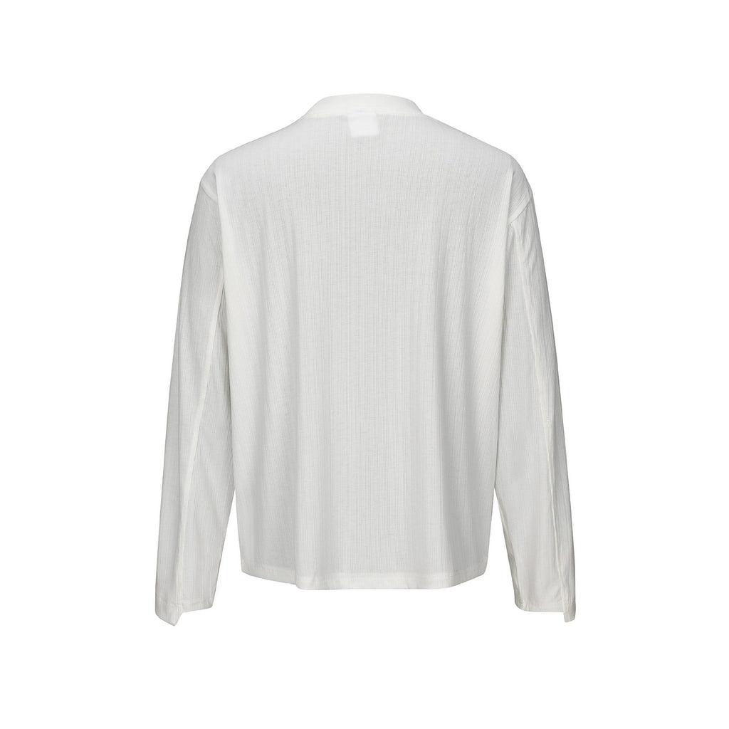Human Figure Print Long Sleeve  Semi-High Neck Loose Fit T-Shirt
