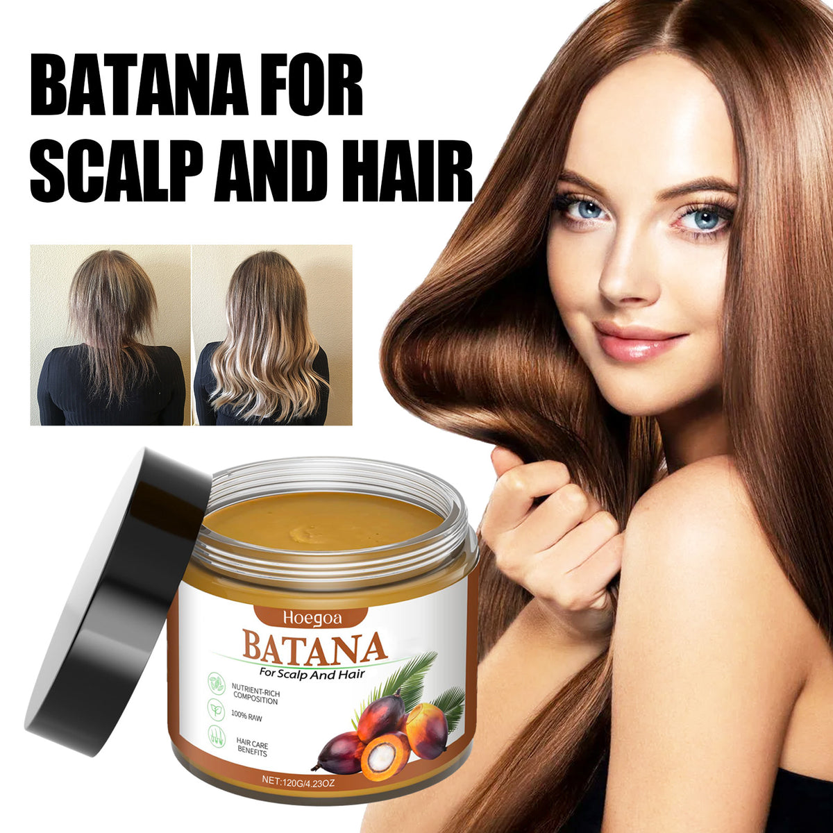 Batana For Scalp And Hair, Nourishing Dry Hair Tail Care Smooth Hair Care Scalp Hair Mask Hair Care Oil