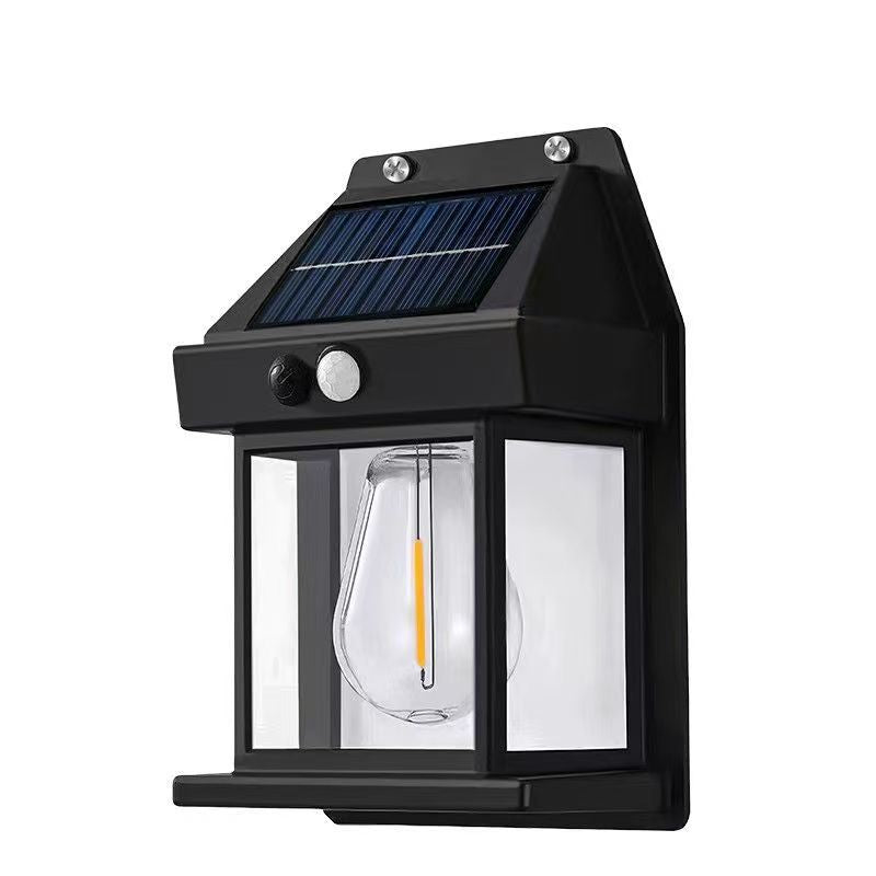 Solar tungsten filament lamp outdoor courtyard wall lamp human body sensing road lamp