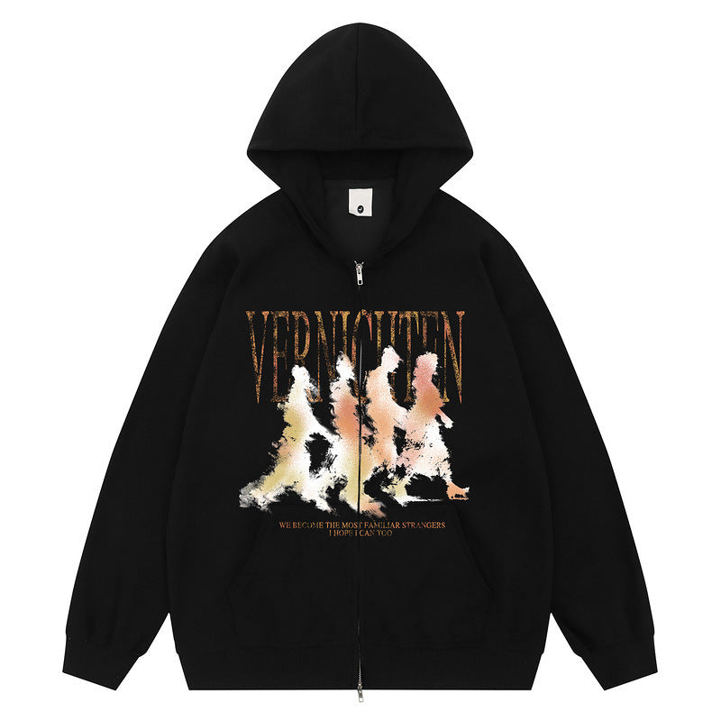 Design Walking Human Shadow Print Personalized Fashion Open Cardigan Hoodie Unisex