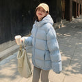 Long Sleeve Hooded Loose Cropped Puffer Jacket for Women