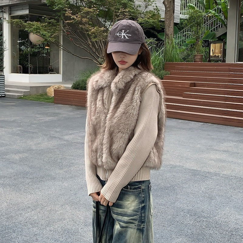 Women's Knit Spliced Sleeves Cropped Loose Thickened Down Cotton Padded Jacket