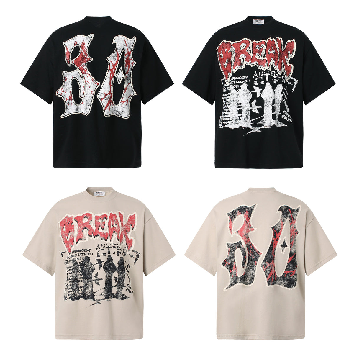 Unisex Retro Human Shadow Painting Design Men's Loose Short Sleeve T-Shirt