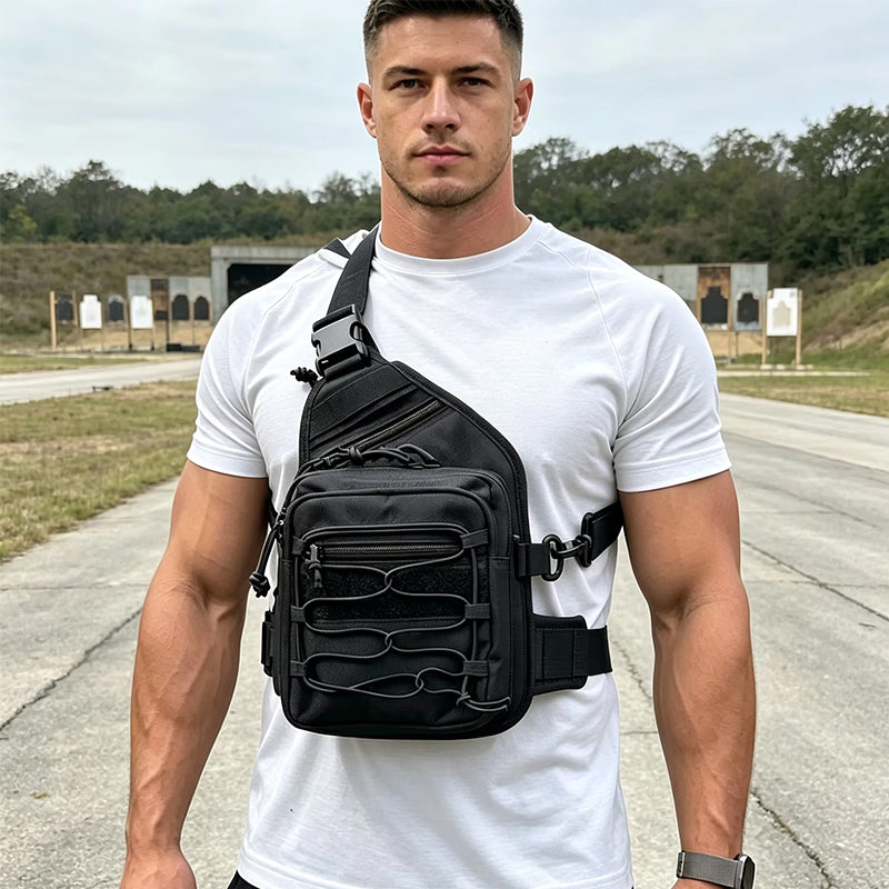 Tactical Concealed Carry Shoulder Bag – Crossbody Chest Pack with Quick Access Gun Holster, Small Sling Backpack for Pistol
