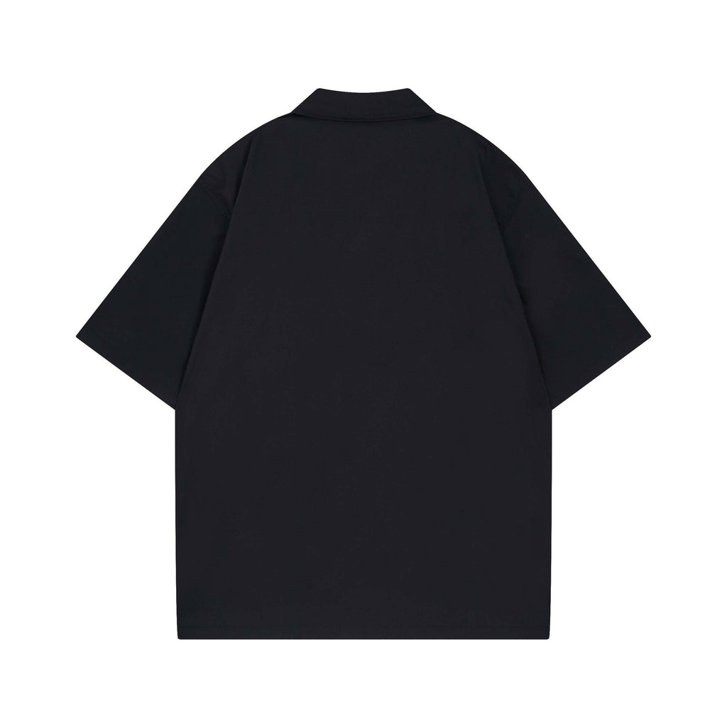 High Street  Style Human Shadow Letter Print Short Sleeve Shirt Men's Loose Casual Hip Hop Top