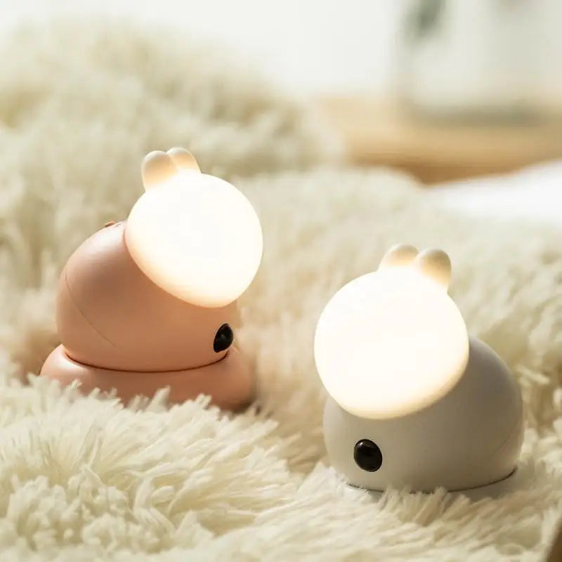 Cute Rabbit Human Body Induction Lamp Led Pat Silicone Charging Cabinet USB Night Light Wall Induction Corridor Lamp