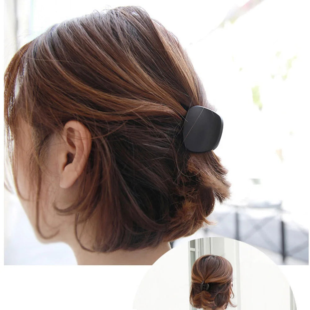 Korean Fashion Design Women Hair Claw Solid Color Hair Crab Retro Square Scrub Hair Clips