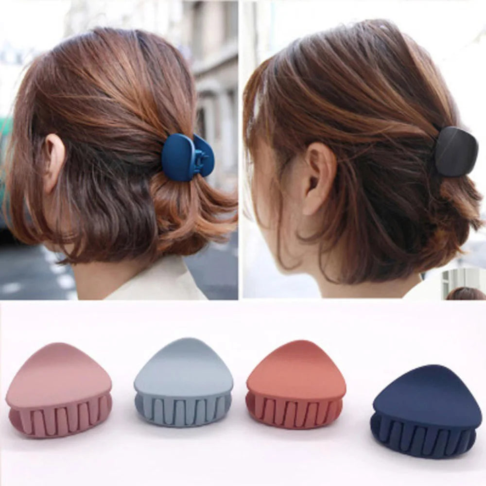 Korean Fashion Design Women Hair Claw Solid Color Hair Crab Retro Square Scrub Hair Clips